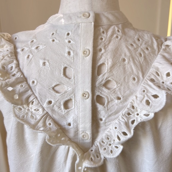 Madewell Embroidered Flannel Mockneck Top Size Small - Picture 9 of 14